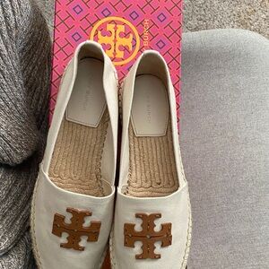 Tory Burch Beige and Brown Espadrilles